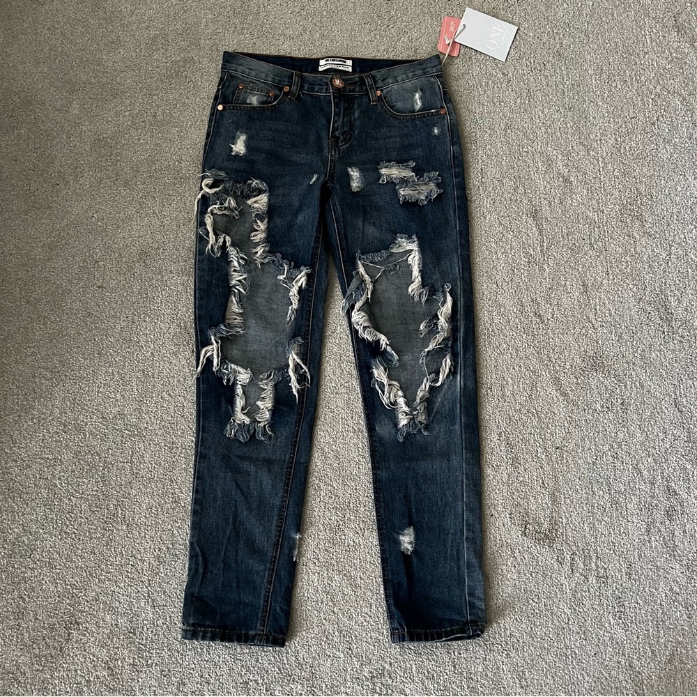 One Teaspoon Ford Awesome Baggies Distressed Ripped Straight Leg Jeans